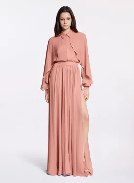 Cape-Effect Silk Shirt