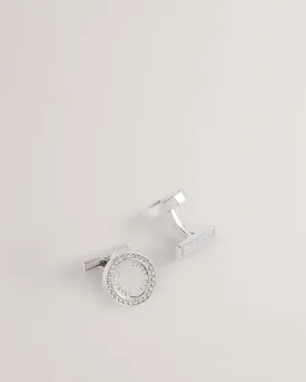 Cruz Round Crystal Cufflinks Silver