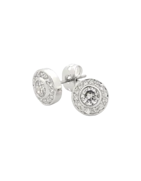 Georgini Round Earrings w/ White CZ - Silver