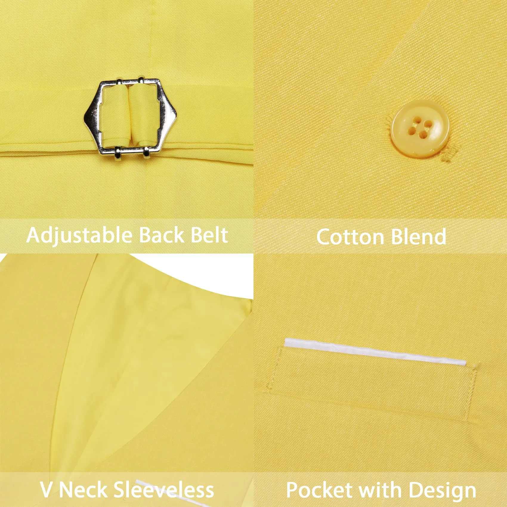 Ties2you Work Vest Arylide Yellow Solid Button Silk Mens Dress Vest Jacket Fashion